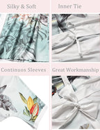 Aensso Long Soft Lightweight Silky Kimonos Robes for Women, Luxury Japanese Floral Womens Kimono Robe