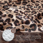 MR&HM Satin Bed Sheets with Elastic Corner Straps, Queen Size Sheets Set, 6 Pcs Silky Bedding Set with 15 Inches Deep Pocket for Mattress (Queen, Brown Leopard)