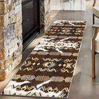 Western Runner Rug,2x8ft,Farmhouse Cow Print Runner Rug,Southwestern Native American Aztec Kitchen Rugs,Soft Non-Slip Washable Rustic Cabin Decor Cowhide Rugs,for Hallways Entry Western Decor