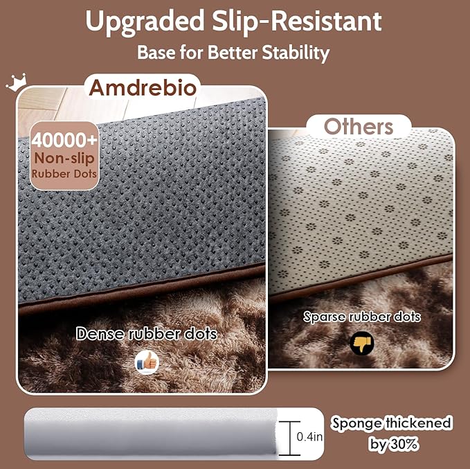 Amdrebio Tie-Dyed Brown Rugs for Bedroom Living Room, 5x7 Fluffy Shaggy Plush Area Rugs for Kids Room Decor Aesthetic, Fuzzy Furry Floor Thick Carpet for Classroom Playroom Preppy Dorm Baby Nursery