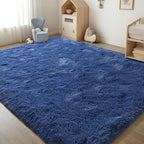 ISEAU Fluffy Rug Carpets Soft Shaggy Area Rugs Indoor Floor Mats for Kids Room Fuzzy Carpet Comfy Cute Nursery Mat Bedside Rug for Boys Girls Bedroom Living Room Home Decor, 6ft x 9ft, Light Navy
