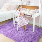 Purple Area Rugs for Girls Bedroom,5x8 Rug,Fluffy Shag Rug for Living Room,Thick Furry Rugs for Kids Room,Shaggy Throw Rug for Nursery,Playroom,Kawaii Fuzzy Plush Carpet,Cute Room Decor for Baby