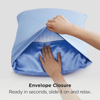 Bedsure Satin Pillowcase 2 Pack Similar to Silk Pillow Cases Standard Size, Pillow Case for Sleeping Women with Envelope Closure, Gifts for Women Men, Sky Blue, 20x26 Inches, 2pcs