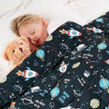 Kivik Cooling Weighted Blanket 5 Pounds, Breathable Small Weighted Blankets, Ultra Soft Heavy Throw for Relaxing & Sleeping, Machine Washable, 36 x 48 Inches, Universe Printing, Black