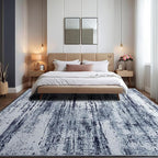 Area Rug 6x9 Washable Rugs Modern Abstract Area Rug Soft Non-Slip Non-Shedding Faux Wool Stain Resistant Floor Carpets for Living Room Bedroom Dining Room Kids Room Home Office (Blue)