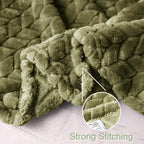 Exclusivo Mezcla Fleece Throw Blanket for Couch and Bed, 50x70 Inches Soft Cozy Jacquard Flannel Blankets, Lightweight Fuzzy Plush Warm Throws for Women, Olive Green