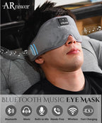 Bluetooth Music Eye Mask Wireless Bluetooth Speaker with Crystal Clear Stereo Cradle Sound, Suitable for Relaxing, Sleeping, and Resting. (Gray)