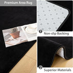 Softlife 2x6 Area Rug for Bedroom Living Room, Solid Black Non-Slip Fluffy Carpet with Soft Low Pile for Kids Boys Girls, Machine Washable Runner Rugs Fuzzy Aethetic Home Dorm Decor