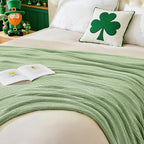 inhand Basil Green Throw Blanket for Couch Bed, St. Patrick’s Day Lucky Spring Gifts Throw for Men Women,Chunky Chenille Woven Soft Warm Blanket,Boho Farmhouse Cozy Decor,50"x60",Extra Thick