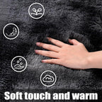 KING DARE 9x12 Area Rug for Living Room Plush Carpet, Soft Fluffy Shaggy Fuzzy Furry Large Tie-Dyed Black Gray Rug, Anti-Slip Washable Modern Floor Rug for Bedroom Home Aesthetic Decor