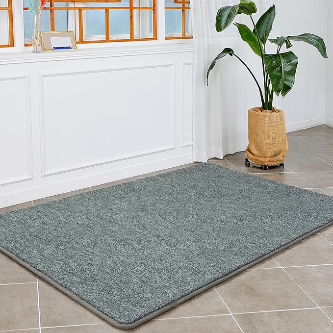 Keeko Soft Rugs for Bedroom, 3x5 Living Room Area Rug Washable Memory Foam Small Entryway Throw Rugs Low Pile Minimalist Non Slip Bedside Rug Carpet for Kids Nursery Dorm Room Decor Grey
