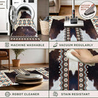 Western Rugs for Kitchen,2x6ft,Long Hallway Cow Print Rug,Western Country Farm Decor Entryway Runner Rugs,Non-Slip Washable Southwest Aztec Rugs,for Bedside Bedroom Entrance Carpet