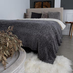 Best Home Fashion Super Soft Luxe Sheen Chenille Throw Blanket, Warm and Cozy Knitted Decorative Blanket for Sofa, Couch and Bed All Seasons 50 x 60 Inches- Grey