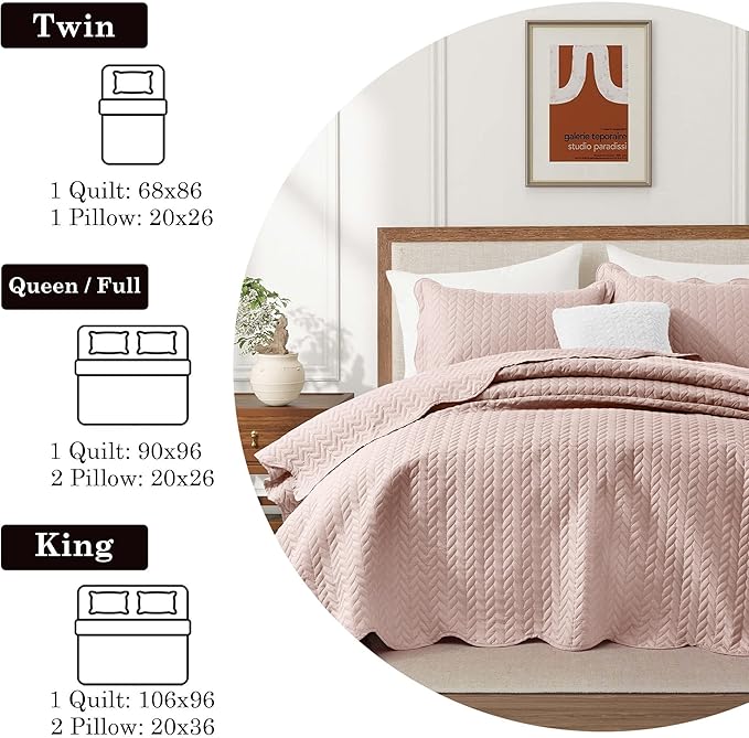 IR Imperial Rooms 8 Pack Quilt King Size Bedding (106" x 96") - Bulk Wholesale for Hotels, Guest Bedroom & Airbnbs - Lightweight Microfiber Reversible Embossed Quilts Bedspread (Peach)