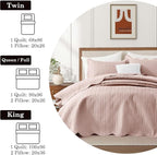 IR Imperial Rooms Queen Quilt Bedding Set Size (90" x 96") + 2 Pillow Shams (20" x 26"+ 2") - 3 Pcs All Season Lightweight Reversible Microfiber Coverlet Embossed Quilt Bedspread (Peach/Baby Pink)