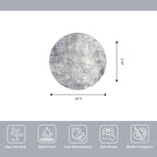 Round Area Rug 4ft Washable - Non-Slip Small Circle Rug for Living Room Bathroom Kitchen Bedroom – Soft Modern Neutral Abstract Circular Carpet (Blue Grey,4x4)