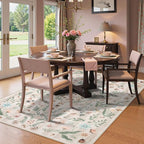Lahome Chloe Insect Botanical Washable Beige 6x9 Area Rugs for Living Room, Non Slip Rugs for Bedroom, Boho Indoor Throw Dining Room Rugs for Under Table Carpet for Home Office Playroom(Beige,6x9)