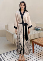 Kihnop Women's Floral Long Kimono Robe Long Satin Robe Long Silk Robe Ladies Kimonos Silky Bathrobe Cover Up, One Size