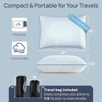 Cooling Shredded Memory Foam Travel & Camping Pillow Large, Adjustable College Dorm Pillow for Home-Like Comfort,Compressible Portable & Medium Firm Neck Support, Ideal Sleeping, Car, Airplane