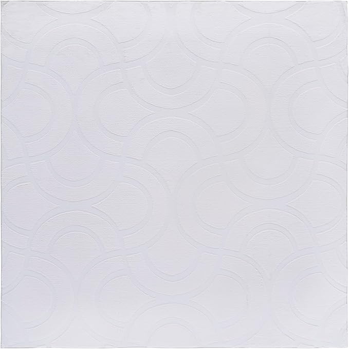 SAFAVIEH Washable Rug Faux Rabbit Fur Shag Collection - 6' Square, Ivory, Slip Resistant & Easy Cleaning, Ideal for Living Room, Bedroom, Kids Playroom, Nursery, Dining Space (FRF872A)