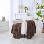 Douceur Brown Throw Blanket for Bed, Soft Cozy Lightweight Stripe Pattern Knitted Throw Blanket for Sofa, Living Room Gift, 60"X80"