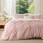 Bedsure Duvet Cover Full Size - Soft Double Brushed Bedding Set for Kids & Adults, Zipper Closure, 3 Pieces, Includes 1 Duvet Cover (80"x90") & 2 Pillow Shams, NO Comforter, Blush Pink