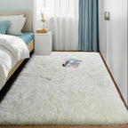 Amdrebio Ivory Area Rugs for Living Room Bedroom, 8x10 Big Large Soft Fluffy Neutral Carpet for Kids Room, Shaggy Thick Fuzzy Floor Rugs for Apartment Playroom Nursery Classroom, Furry Cream White Rug