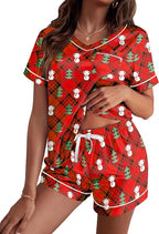 Ekouaer Silk Pajama for Women Short Sleeve Satin Pj Set Two Piece Soft Sleepwear Loungewear, S-XXL