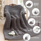 Chunky Knit Blanket - Luxury Soft Cozy 40 * 50 Throw Blanket,100% Woven Blanket Rope Knot Throw Blanket for Couch, Sofa, Home Decor, Gift - Machine Washable (Black Gray, 40 * 50)