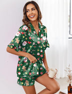Ekouaer Satin Pajama Set for Women Button Down Silk 2 Piece Pj Sets Ruffle Short Sleeve Sleepwear