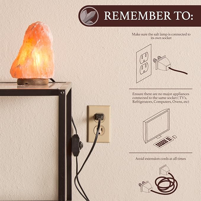 Natural Himalayan Salt Lamp with Bulb, Dimmer Cord