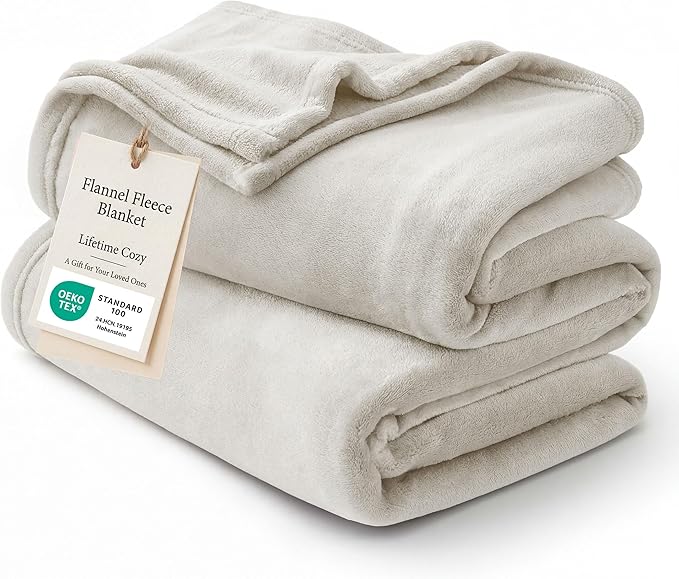 Bedsure GentleSoft Fleece Blanket King Size Linen - 280GSM Soft Lightweight Plush Cozy Blankets for Bed, Sofa, Couch, Travel, Camping