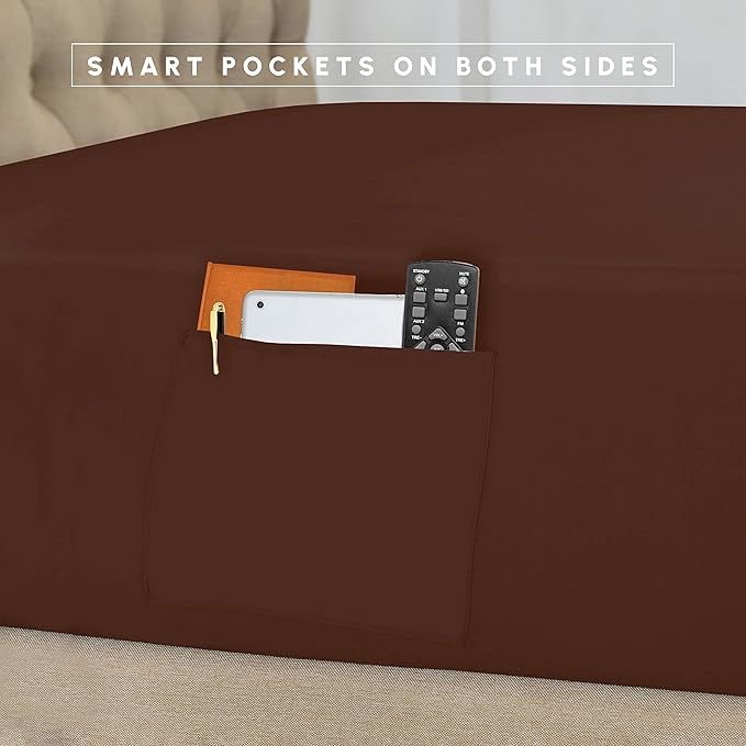 Elegant Comfort 8-Piece Pinch Pleated Comforter Set - All Season Complete Bed in a Bag, Includes 4pc Smart Sheet Set, Bed Skirt, Comforter, Matching Pillowcases and Shams, Full/Queen, Chocolate Brown