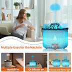 BOHOFAM Essential Oil Diffuser 360ML,Volcano and Flame Diffuser/Humidifier 2 Mode,Diffusers for Home with 7 Colorful Light,Included 4 Hotel Collection Diffuser Oil for Bedroom(White Translucent)