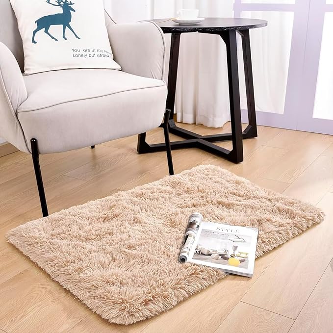 Noahas Beige Runner Rug for Hallway,2'x4' Long Area Rugs for Bedroom Living Room,Non Slip Thick Shag Floor Carpet for Entryway Kitchen Dorm Nursery Bedside Kids Room