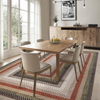 RUGSREAL 9x12 Braided Rug Washable Living Room Rug Modern Braid Printed Large Bedroom Rug with Rubber Backing Farmhouse Accent Large Carpet for Dining Room Home Decor Office, Crimson/Earthy