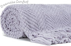 Chanasya Premium Textured Knit Throw Blanket with Tassels - Soft, Cozy Blanket for Couch, Bed, Living Room - 50" x 65” - Misty Lilac