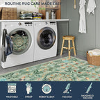 Lahome Chloe Insect Botanical Washable Rugs 8x10 Green Rug for Living Room, Boho Non Slip Rugs for Bedroom, Indoor Throw Dining Room Rug for Under Table Carpet for Home Office Playroom(Green,8x10)