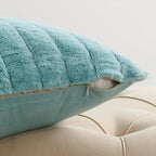Striped Throw Blanket and Pillow Covers Set (No Inserts) for Couch and Bed, Plush Warm Lightweight Fuzzy Faux Fur Blanket for All Seasons (50" x 60", Pastel Blue)