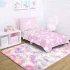 Noahas 4x6 Fluffy Rainbow Rugs for Bedroom Girls,Shag Pink Kids Room Rug,Shaggy Area Rugs for Living Room,Soft Fuzzy Colorful Playroom Nursery Dorm Carpets Room Decor