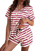 Ekouaer Silk Pajama for Women Short Sleeve Satin Pj Set Two Piece Soft Sleepwear Loungewear, S-XXL