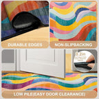 Area Rug 2x3 ft Rug Washable Boho Rugs Non Slip Low Pile Floral Small Carpet for Bedroom, Bedside, Kids Room, Office, Dining Room (Rainbow Pattern, 2x3 ft)