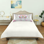 Cute Unicorn Girl Print Satin Pillowcase for Hair and Skin, Unicorn and Pink Flowers Silk Pillow Case with Envelope Closure, Standard Size 20x26 inches, White, 1 PC