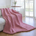 Chunky Knit Blanket - Luxury Soft Cozy 40 * 50 Throw Blanket,100% Woven Blanket Rope Knot Throw Blanket for Couch, Sofa, Home Decor, Gift - Machine Washable (Pink, 40 * 50)