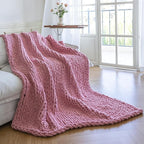 Chunky Knit Blanket - Luxury Soft Cozy 50 * 60 Throw Blanket,100% Woven Blanket Rope Knot Throw Blanket for Couch, Sofa, Home Decor, Gift - Machine Washable (Pink, 50 * 60)
