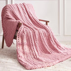 Negwoo Chunky Knit Throw Blanket, 80''*90'' Knitted Throw Chenille Yarn for Bed Couch, Handmade Light PinkCrochet Big Thick Blanket, Machine Washable Cute Comfy Blanket for Home Decor