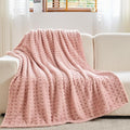 NEWCOSPLAY Super Soft Twin Blanket Pink Premium Silky Flannel Fleece 3D Waffle Checkered Lightweight Bed Blanket All Season Use (Pink, Twin(60"x80"))