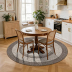 Modern Bordered Round Area Rug 4ft Washable Bedroom Circle Rugs Non Slip Stain Resistant Dining Room Round Throw Carpet Contemporary Circle Mats for Living Room Kitchen Nursery, Mocha