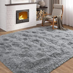 Softlife Area Rug for Bedroom, Fluffy Shag Plush Grey Rugs for Living Room Girls, Shaggy Throw Soft Fuzzy Small Kids Carpet for Dorm Bedside Ultra Cozy Non-Slip Indoor Decor, 4x5.3 Feet