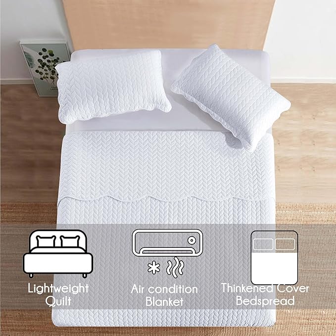 IR Imperial Rooms Queen Quilt Bedding Set (90" x 96") - Bulk Pack of 10 Wholesale for Hotels, Guest Bedroom & Airbnbs - Lightweight Microfiber Reversible Embossed Quilts Bedspreads (White)